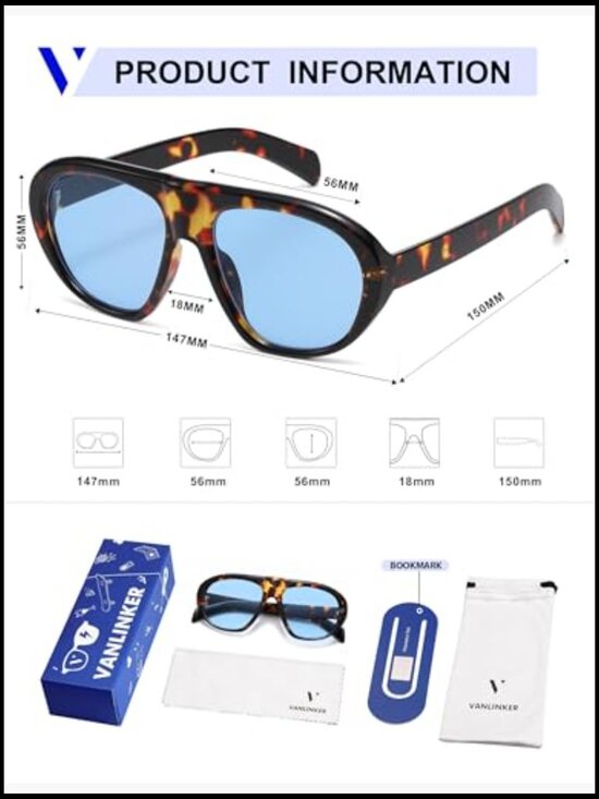 Plastic Aviator Sunglasses UV400 Protection Unisex Retro Style main image 7